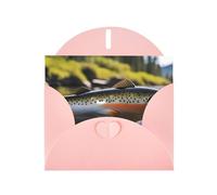 Pink WHJSHOP Brook Trout Fly Fishing Prints Greeting Card - High-End Pearlescent Paper Double Sided Pearl Effect Love Buckle Pearl Paper Envelope