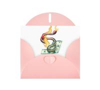 Pink WHJSHOP Burning snake and money Prints Greeting Card - High-End Pearlescent Paper Double Sided Pearl Effect Love Buckle Pearl Paper Envelope