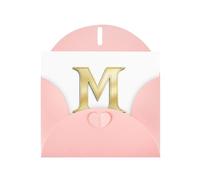 Pink WHJSHOP Capital m rendering print Prints Greeting Card - High-End Pearlescent Paper Double Sided Pearl Effect Love Buckle Pearl Paper Envelope