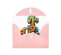 Pink WHJSHOP Cars and graffiti collide Prints Greeting Card - High-End Pearlescent Paper Double Sided Pearl Effect Love Buckle Pearl Paper Envelope