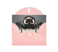 Pink WHJSHOP cartoon black spider Prints Greeting Card - High-End Pearlescent Paper Double Sided Pearl Effect Love Buckle Pearl Paper Envelope