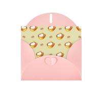 Pink WHJSHOP Cartoon cat coffee Prints Greeting Card - High-End Pearlescent Paper with Double-Sided Pearl Effect