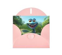 Pink WHJSHOP Cartoon Cobra Snake Prints Greeting Card - High-End Pearlescent Paper Double Sided Pearl Effect Love Buckle Pearl Paper Envelope
