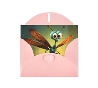 Pink WHJSHOP cartoon dragonfly Prints Greeting Card - High-End Pearlescent Paper Double Sided Pearl Effect Love Buckle Pearl Paper Envelope