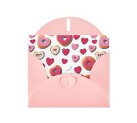 Pink WHJSHOP Chocolate Donut Prints Greeting Card - High-End Pearlescent Paper Double Sided Pearl Effect Love Buckle Pearl Paper Envelope