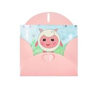 Pink WHJSHOP cute lamb Prints Greeting Card - High-End Pearlescent Paper Double Sided Pearl Effect Love Buckle Pearl Paper Envelope