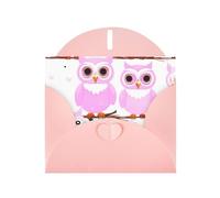Pink WHJSHOP Cute owl Prints Greeting Card - High-End Pearlescent Paper Double Sided Pearl Effect Love Buckle Pearl Paper Envelope