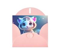 Pink WHJSHOP Cute tiger Prints Greeting Card - High-End Pearlescent Paper Double Sided Pearl Effect Love Buckle Pearl Paper Envelope