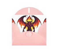 Pink WHJSHOP Demon in hell flames Prints Greeting Card - High-End Pearlescent Paper Double Sided Pearl Effect Love Buckle Pearl Paper Envelope
