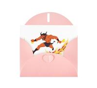 Pink WHJSHOP Devil with fire and smoke Prints Greeting Card - High-End Pearlescent Paper Double Sided Pearl Effect Love Buckle Pearl Paper Envelope