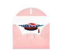 Pink WHJSHOP Doctoral hat and national flag Prints Greeting Card - High-End Pearlescent Paper Double Sided Pearl Effect Love Buckle Pearl Paper Envelope