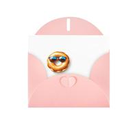 Pink WHJSHOP Donut with sunglasses Prints Greeting Card - High-End Pearlescent Paper Double Sided Pearl Effect Love Buckle Pearl Paper Envelope