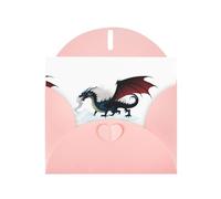 Pink WHJSHOP Dragon surrounded by smoke Prints Greeting Card - High-End Pearlescent Paper Double Sided Pearl Effect Love Buckle Pearl Paper Envelope
