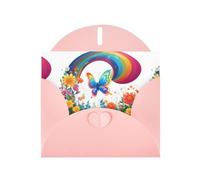 Pink WHJSHOP Dreamy Butterfly Valley Prints Greeting Card - High-End Pearlescent Paper Double Sided Pearl Effect Love Buckle Pearl Paper Envelope