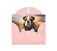Pink WHJSHOP English-Bulldog Prints Greeting Card - High-End Pearlescent Paper Double Sided Pearl Effect Love Buckle Pearl Paper Envelope