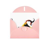 Pink WHJSHOP Fire dragon under the volcano Prints Greeting Card - High-End Pearlescent Paper Double Sided Pearl Effect Love Buckle Pearl Paper Envelope