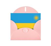 Pink WHJSHOP Flag of Rwanda Prints Greeting Card - High-End Pearlescent Paper Double Sided Pearl Effect Love Buckle Pearl Paper Envelope