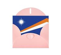 Pink WHJSHOP Flag of the Marshall Islands Prints Greeting Card - High-End Pearlescent Paper Double Sided Pearl Effect Love Buckle Pearl Paper Envelope