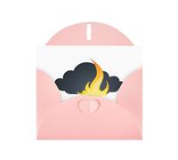 Pink WHJSHOP Flame under the dark clouds Prints Greeting Card - High-End Pearlescent Paper Double Sided Pearl Effect Love Buckle Pearl Paper Envelope