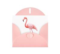 Pink WHJSHOP Flamingo gently touching the water Prints Greeting Card - High-End Pearlescent Paper Double Sided Pearl Effect Love Buckle Pearl Paper Envelope