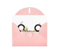 Pink WHJSHOP Flowers and small animals on tires Prints Greeting Card - High-End Pearlescent Paper Double Sided Pearl Effect Love Buckle Pearl Paper Envelope