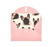 Pink WHJSHOP french bulldog dog Prints Greeting Card - High-End Pearlescent Paper with Double-Sided Pearl Effect