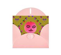 Pink WHJSHOP Funny Face Peach Prints Greeting Card - High-End Pearlescent Paper Double Sided Pearl Effect Love Buckle Pearl Paper Envelope