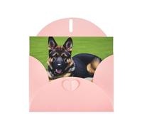 Pink WHJSHOP German shepherd dog Prints Greeting Card - High-End Pearlescent Paper with Double-Sided Pearl Effect