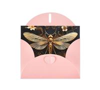 Pink WHJSHOP Gold Exquisite Dragonfly Prints Greeting Card - High-End Pearlescent Paper Double Sided Pearl Effect Love Buckle Pearl Paper Envelope