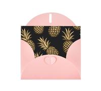 Pink WHJSHOP gold pineapple background Prints Greeting Card - High-End Pearlescent Paper with Double-Sided Pearl Effect