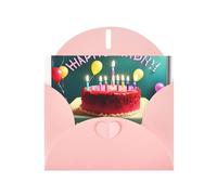 Pink WHJSHOP Happy Birthday Beautiful Prints Greeting Card - High-End Pearlescent Paper Double Sided Pearl Effect Love Buckle Pearl Paper Envelope
