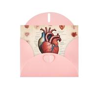 Pink WHJSHOP Human Anatomy Heart Chart Prints Greeting Card - High-End Pearlescent Paper Double Sided Pearl Effect Love Buckle Pearl Paper Envelope