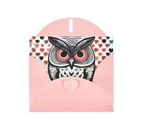 Pink WHJSHOP Love Owl Prints Greeting Card - High-End Pearlescent Paper Double Sided Pearl Effect Love Buckle Pearl Paper Envelope