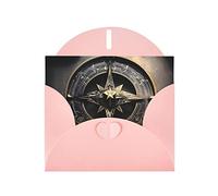 Pink WHJSHOP Magical Design Norse Runes Compass Prints Greeting Card - High-End Pearlescent Paper Double Sided Pearl Effect Love Buckle Pearl Paper Envelope