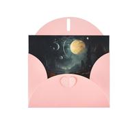 Pink WHJSHOP Moon Stars and Planets Prints Greeting Card - High-End Pearlescent Paper Double Sided Pearl Effect Love Buckle Pearl Paper Envelope