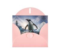 Pink WHJSHOP penguins Prints Greeting Card - High-End Pearlescent Paper Double Sided Pearl Effect Love Buckle Pearl Paper Envelope