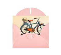 Pink WHJSHOP Retro bicycle Prints Greeting Card - High-End Pearlescent Paper Double Sided Pearl Effect Love Buckle Pearl Paper Envelope