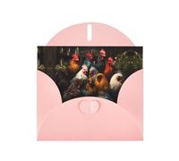 Pink WHJSHOP Rooster Family Portfolio Prints Greeting Card - High-End Pearlescent Paper Double Sided Pearl Effect Love Buckle Pearl Paper Envelope