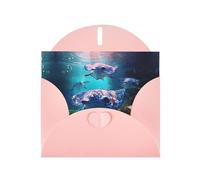 Pink WHJSHOP Sea Animals Stingrays Prints Greeting Card - High-End Pearlescent Paper with Double-Sided Pearl Effect