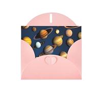 Pink WHJSHOP Solar System Planets Prints Greeting Card - High-End Pearlescent Paper Double Sided Pearl Effect Love Buckle Pearl Paper Envelope