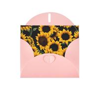 Pink WHJSHOP Sunflower on Black B Prints Greeting Card - High-End Pearlescent Paper Double Sided Pearl Effect Love Buckle Pearl Paper Envelope