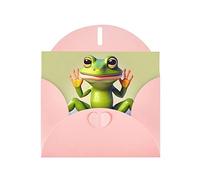 Pink WHJSHOP The funny frog doing yoga Prints Greeting Card - High-End Pearlescent Paper Double Sided Pearl Effect Love Buckle Pearl Paper Envelope