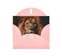 Pink WHJSHOP The Lion's Gaze Prints Greeting Card - High-End Pearlescent Paper Double Sided Pearl Effect Love Buckle Pearl Paper Envelope