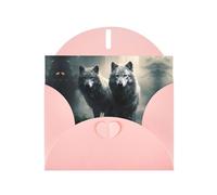 Pink WHJSHOP Two wolves Prints Greeting Card - High-End Pearlescent Paper Double Sided Pearl Effect Love Buckle Pearl Paper Envelope