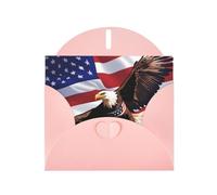 Pink WHJSHOP USA Patriotic Eagle with American Flag Prints Greeting Card - High-End Pearlescent Paper Double Sided Pearl Effect Love Buckle Pearl Paper Envelope