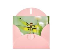 Pink WHJSHOP yellow dragonfly Prints Greeting Card - High-End Pearlescent Paper with Double-Sided Pearl Effect