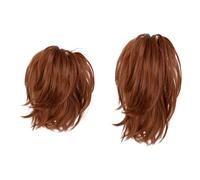 Pink Wig Natural Hair & Extensions Messy Bun Hair Piece with Bendable Metal Wire 8 Inch Clip for Women Straight Bun & Ponytail ExtensionHuman Clip In Ponytail Ext