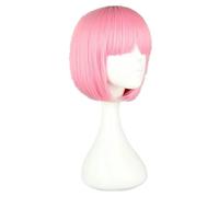 Pink Wig Synthetic Heat Resistant Short Wavy Hair Costume Cartoon Role Cos-play Student Hairpiece-Pink-12INCHES