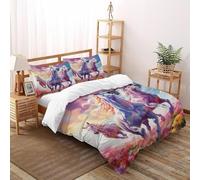 Pink Wild Horse Bedding Set 3D Design Animal Themes Wildlife Duvet Cover Set Chic Breathable Quilt Cover 3 Pieces Universal for All Seasons Pillowcase Double(200x200cm)
