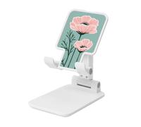 Pink Wildflowers Mid-Century Boho Foldable Cell Phone Stand Adjustable Angle Height Desktop Portable Cellphone Cradle Compatible With All Smartphone White-Style